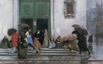 Coming Out of Church realist lady Raimundo de Madrazo y Garreta Oil Paintings